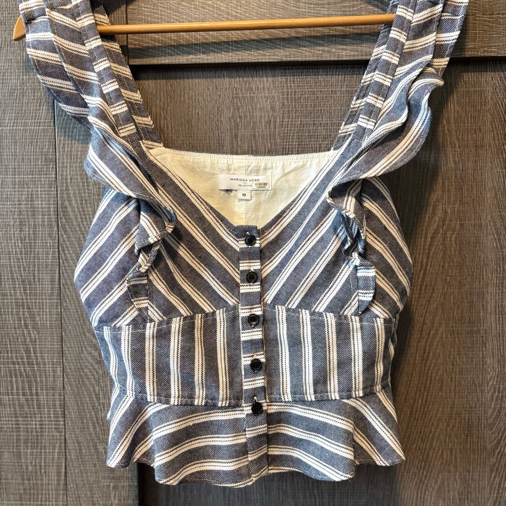 Marissa Webb Striped Ruffle Tank Top